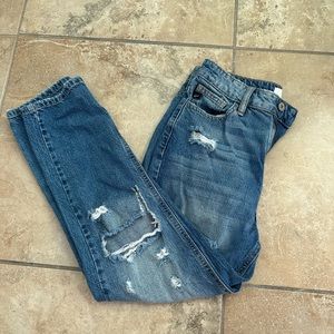 Kancan Jenelle Mid Rise Light Wash Distressed Girlfriend Jeans Ankle Women 1/24